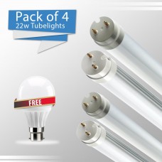 Pack Of 4 LED T8 Tube Lights (22 WATT) And Get 1 (3W) LED Glass Bulb Free